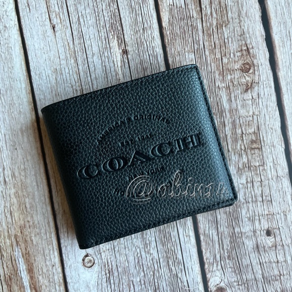 NWT Coach Black Leather Double Billfold - Picture 4 of 4